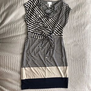 Donna Morgan navy and cream striped dress